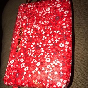 Michael kors red floral wallet